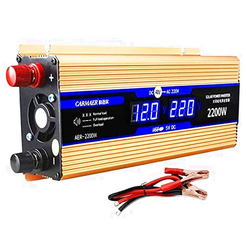 InBEKEA Power Inverter 2000W DC 12/24V to AC 240V Car Converter,with LED Display, Power Outlet and USB Port,Suitable for Mobile Phones, Laptop Charging (12V)