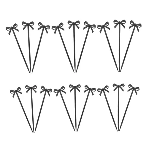 Anneome 24pcs Black Bow Cocktail Picks Drinks Picks Appetizers Picks Cute Food Picks For Cupcakes Fruits And Desserts For Parties Weddings, And Birthdays Fancy Toothpicks For Kids And