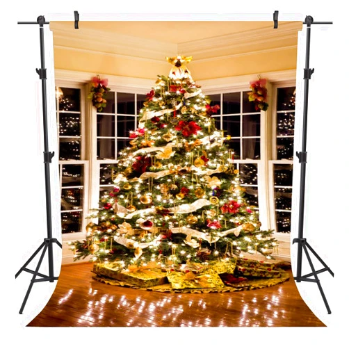 OUYIDA 5X7FT Christmas Tree Decorating Vinyl Photography Backdrop Photo Background Studio Prop CEM02