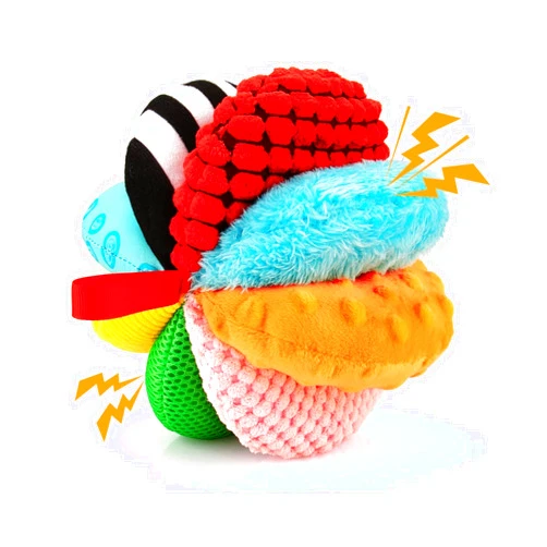 Teytoy 8-in-1 Sensory Balls for Infant Toddlers,Rainbow Fabric Baby Toy for Sensory Development,Montessori Toys for Babies 6-12 Months,8 Different Sensory Tactile Textures with Crinkle Rattle Squeakers
