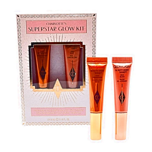 Charlotte Tilbury Charlotte's Superstar Glow Kit - Mini Beauty Light Wand in Spotlight (Highlighter) and Mini Beauty Light Wand in Pinkgasm (Blush)