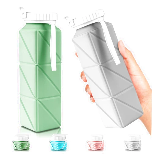 COCTN Collapsible Travel Water Bottles, Food Grade BPA Free Silicone Foldable Water Bottle, Leakproof Portable Expandable Water Bottles for Traveling, Camping, Hiking, Cycling & Sports Outdoor 620ml(2 Pack)