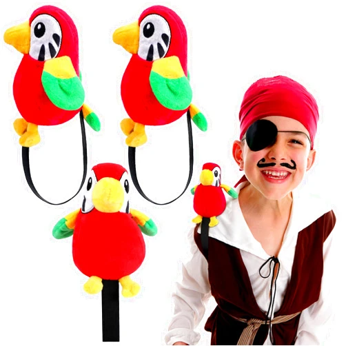 Kathfly 3 Pcs Stuffed Parrot on Shoulder Pirate Costume Accessory Parrot Stuffed Animal Toy Pirate Parrot Shoulder Prop Halloween Costumes for Boys Girls, 4.8 x 4 Inch