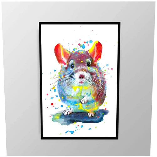 TOMIJA Canvas Wall Art wall decor for bedroom bathroom decorations CHINCHILLA print Chinchilla poster animal print 12''x18''inch Framed