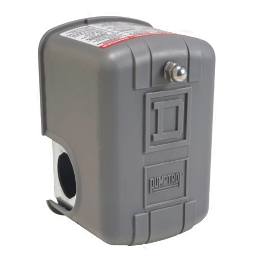 Telemecanique Sensors 9013FSG2J20M4 Water Pump Switch, 20/40 PSI, DPST w/Manual Switch & Low Pressure Cut-Off , Black