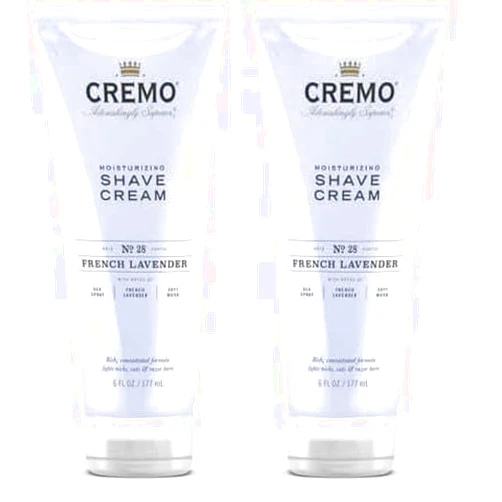 Cremo French Lavender Moisturizing Shave Cream, Astonishingly Superior Ultra-Slick Shaving Cream for Women Fights Nicks, Cuts and Razor Burn, 6 Fl Oz (Pack of 2)