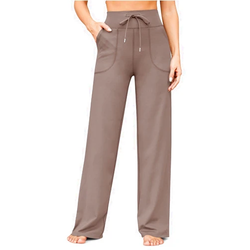 Generic Wide Leg Yoga Pants Womens High Waist Casual Relaxed Baggy Pants Stretch Loose Casual Lounge Sweatpants with Pockets