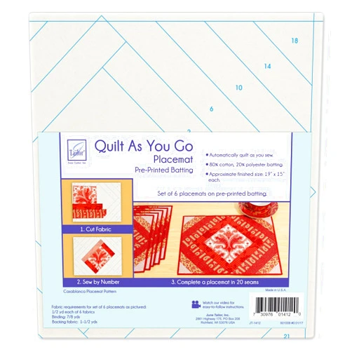 June Tailor Quilt As You Go Placemats Patterns Casablanca, Natural, 6 Pcs
