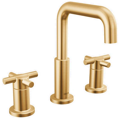 Delta Faucet Nicoli Widespread Bathroom Faucet 3 Hole, Gold Bathroom Faucet, Bathroom Sink Faucet, Drain Assembly, Champagne Bronze 35894LF-CZ