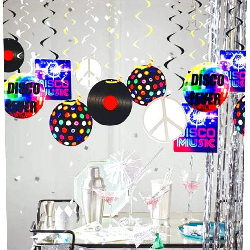 LaVenty Disco Party Foil Hanging Swirl Decoration 70s Hippie Shining Disco Fever Party Favors Decor for Retro Boogie Party Saturday Night Fever Party Disco Ball Dance Birthday Party Supplies