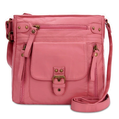 Angel Kiss Small Crossbody Bags for Women Lady Over Shoulder Purse Hobo Tote handbag Soft Washed Leather with Multi Pocket