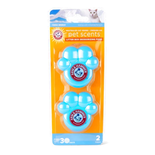 Arm & Hammer Pets Cat Litter Box Deodorizing Pods 2 pods, Fresh Breeze Scent | 2 Cat Litter Box Deodorizer from Arm and Hammer | Combats Cat Odors | 2 Adhesive Devices