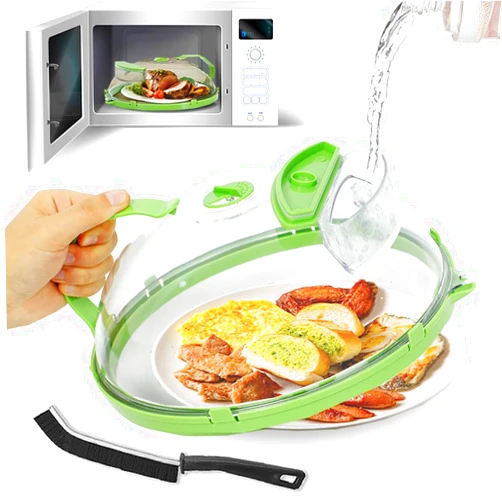 Insmi Microwave Splatter Cover for Food Guard: Clear Microwave Plate Cover Lid with Handle 10 Inch Microwave Food Splash Cover BPA Free, Dish Bowl Cover, Home Kitchen Gadgets and Accessories (Green-R)