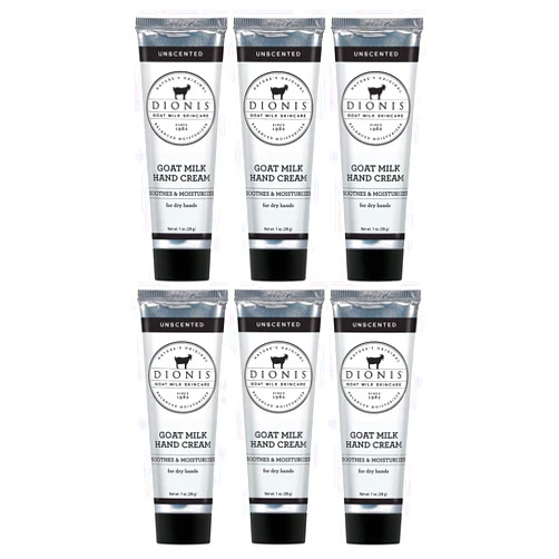 Dionis - Goat Milk Skincare Unscented Hand Cream (1 oz) - Set of 6 - Made in the USA - Cruelty-free and Paraben-free