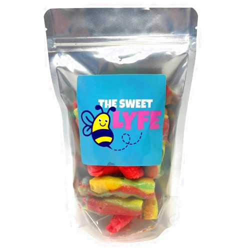 THE SWEET LYFE Freeze Dried Fruit Roll Ups 3.5 oz Bag, 7 Fruit Roll Ups in Each Bag; Crispy and Delicious Freeze Dried Candy for Snacking: Tropical Tie Dye and Strawberry Blast Flavors