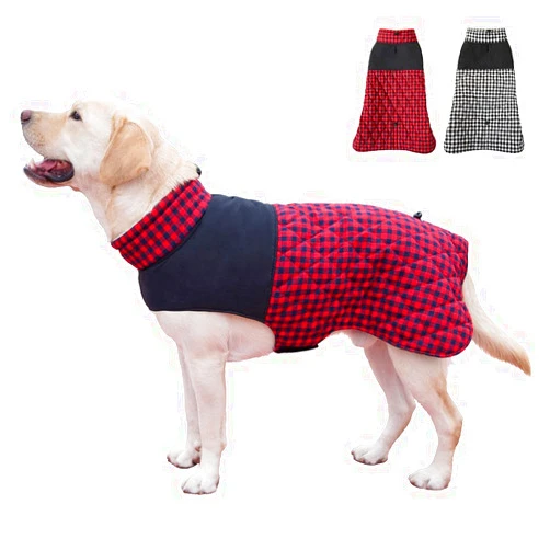 KOOGAL Dog Jackets for Winter, Reversible Dog Coat Windproof Waterproof Dog Winter Jackets for Cold Weather, British Style Plaid Dog Coats Warm Dog Vest for Small Medium Large Dogs (RED, 5XL)