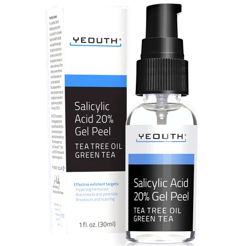 YEOUTH Salicylic Acid Peel for Face 20%, BHA Exfoliator for Clear Skin, Gentle At Home Exfoliator for Face with Green Tea, Salicylic Acid Serum 1oz