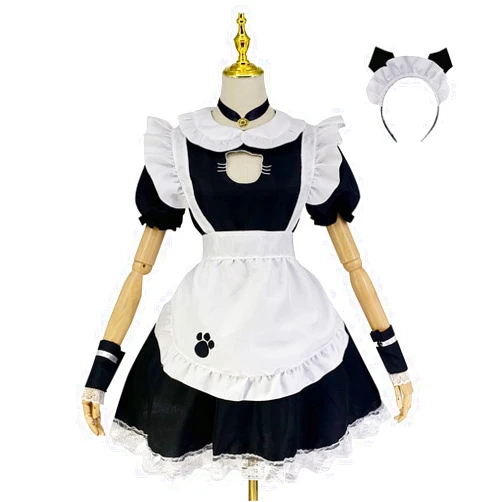 CarolynDesign Japanese Girl Anime Cosplay Costume Maid Ladies French Apron Apparel Set Sailor School JK Clothing