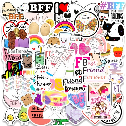 TNCDJKPA 50Pcs Friendship Stickers Friend Sticker Best Friend Forever Stickers for Kids Girls Vinyl Waterproof BFF Sticker for Scrapbooking Water Bottles Laptop Journaling