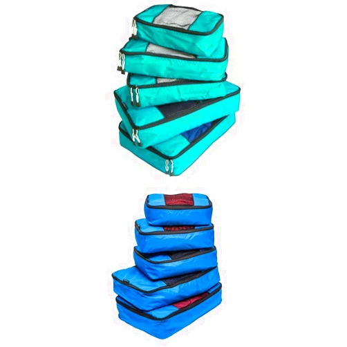 TravelWise Luggage Packing Organization Cubes 5 Pack, Teal, 2 Small, 2 Medium, 1 Large (TWPC-24) & TravelWise Luggage Packing Organization Cubes 5 Pack, Blue, 2 Small, 2 Medium, 1 Large