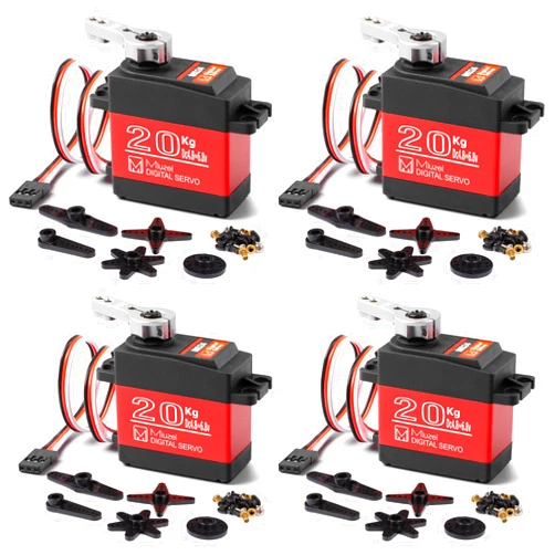Miuzei 20KG Servo Motor High Torque Digital Servo Metal Gear Waterproof for 1/8, 1/10 RC Model DIY Car Robot, DS3218, Control Angle 270 Degree (4 Pack)