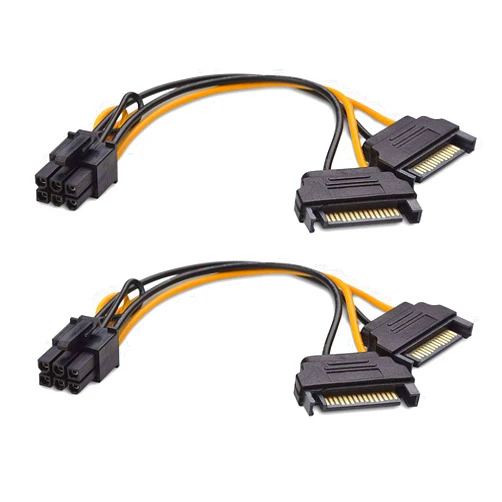 Cable Matters 2-Pack 6 Pin PCIe to Dual SATA Power Cable 4 Inches, 2X SATA to 6 Pin PCIe
