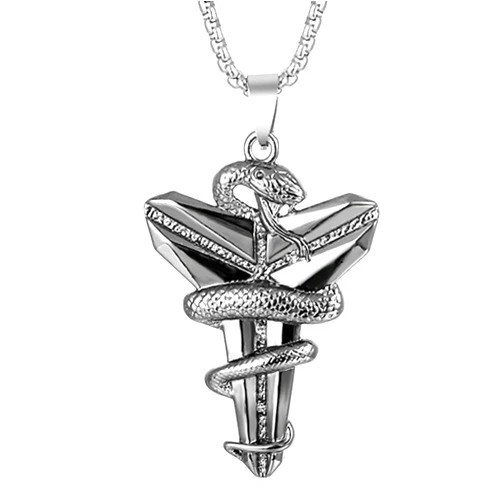 Ashendikan Mamba Necklace Black Stainless Steel Mamba Pendant Chain For Men