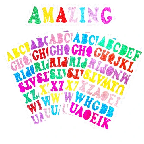 TTSAM 5 Sheets 210PCS Colorful Glittery Foam Self Adhesive Letters Stickers,Foam Letter Stickers Alphabet for Kid's Arts Craft Supplies Greeting Cards Scrap Books Home Decoration