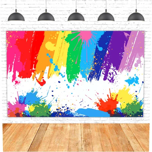 N\W Colorful Paint Splash Backdrop Abstract Oil Painting Studio Props Banner Paint Art Party Decorations Birthday Photo Booth Props 6x4ft