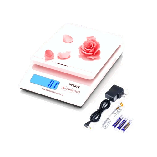 MUNBYN Shipping Scale, Accurate 66lb/0.1oz Postal Scale with Sweet Pink Style, Hold/Tear/PCS Function, Auto-Off, Battery & AC Adapter, Back-Lit LCD Display, Digital Scale for Packages and Food