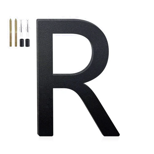 Sanshaoye 4 Inch Floating House Numbers and Metal Letters for Outdoor Signs, House Numbers for Outside, Aluminum Address Letters and Numbers for Door, Mailbox, Garden, Perfect for Home or Office (Letter R)