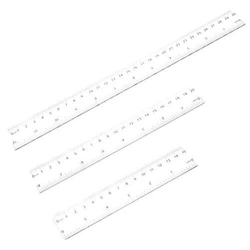 Teaaha 3 Pack 6 Inch 8 Inch 12 Inch Ruler Clear 3 Size Small Ruler Plastic Straight Rulers with Centimeters and Inches, Shatterproof Measuring Tools for School, Office and Home