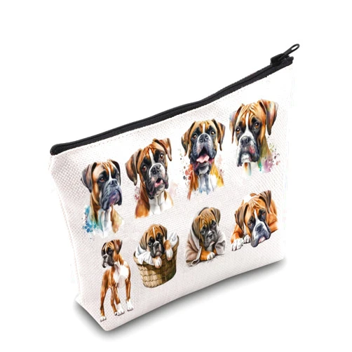 LEVLO Boxer Dog Cosmetic Makeup Bag Boxer Dog Lover Gift Boxer Dog Mom Travel Pouch Bag Boxer Dog Merchandise (Boxer Dog)