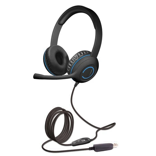 Cyber Acoustics Stereo USB Headset (AC-5008A), in-line Controls for Volume & Mic Mute, Adjustable Mic Boom for PC & Mac, Perfect for Classroom or Home