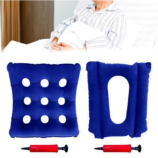 LJZP 2 Pack Inflatable Seat Cushions, Breathable Nursing Anti-Bedsore Air Cushion Seat Pad, Waffle Chair Cushion for Sitting Toilet Wheelchair Chair Shower Chair (with Inflatable Pump)