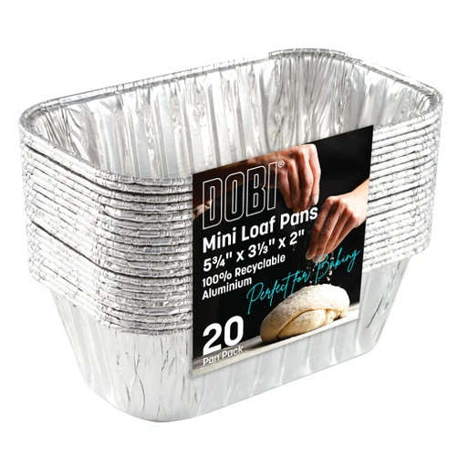 DOBI (20 Pack Aluminum Pans Mini Loaf Pans - Disposable Aluminum Foil 1lb. Small Bread Baking Pans, 6
