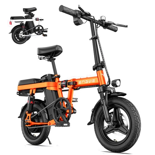 ENGWE T14 600W(Peak) Folding Electric Bike for Adults Teens - 48V10A Battery 14inch Fat Tires E-Bike Full Suspension 19.2MPH 25Miles Range, Compact Commuter Cruiser Ebike