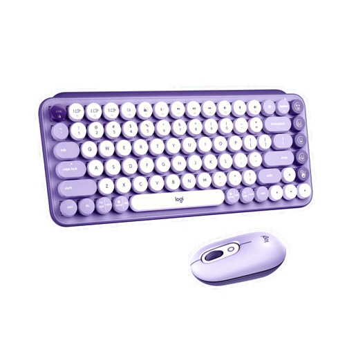 Logitech POP Keys + POP Mouse - Wireless Keyboard and Bluetooth Mouse Combo with Typewriter-Style Mechanical Keys, Emoji Features, Cute Compact Design - Cosmos