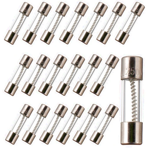 BOJACK T6.3AL250V 5x20mm 6.3A 250V Slow Blow Fuses 6.3 amp 250 Volt 0.2 x 0.78 Inch Glass Tube Time-delay Fuses(Pack of 20 Pcs)