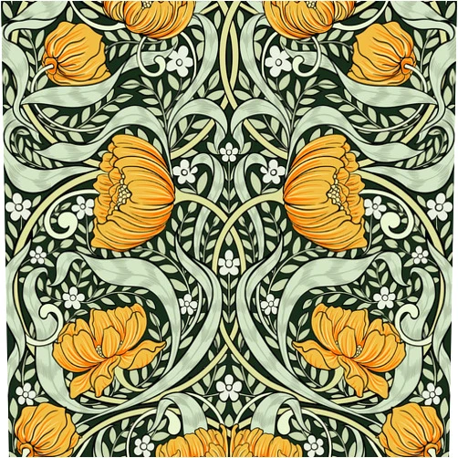 Abyssaly William Morris Peel and Stick Wallpaper, Mid Century Modern Floral Wallpaper for Walls Murals, Vintage Green/Yellow Contact Paper Home Kitchen Bedroom Decor 17.7in x 9.8ft