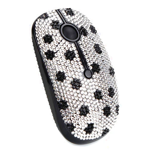 Icrystal Bling Wireless Mouse, Austrian Crystal Rhinestone Wireless Silent Mouse Sparkly Computer Mouse with USB Receiver,Bedazzled Mice for Laptop,Notebook,PC,MacBook (Flower)