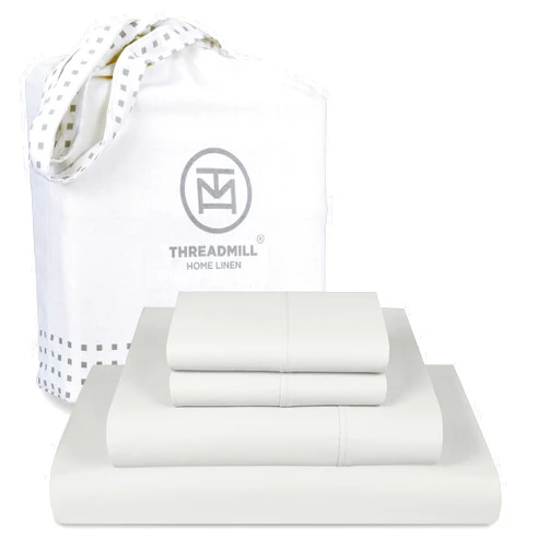 Threadmill Luxury Supima Cotton Sheets, Luxury 1200 Thread Count Soft 100% Cotton Sheets for Queen Size Bed, 4 Pc Light Grey Bed Sheets Queen Set, 5-Star Hotel Quality Deep Pocket Bed Sheets Set