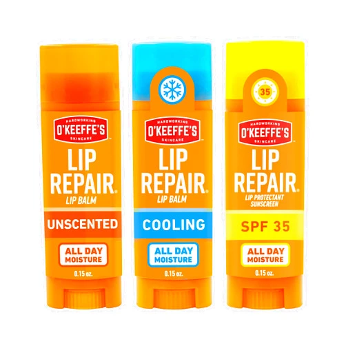 O'Keeffe's Lip Repair Lip Balm Set for Dry, Cracked Lips - Stick (Pack of 3: 1 Cooling + 1 Unscented + 1 SPF) - Moisturizer for for Extremely Cracked, Dry Lips