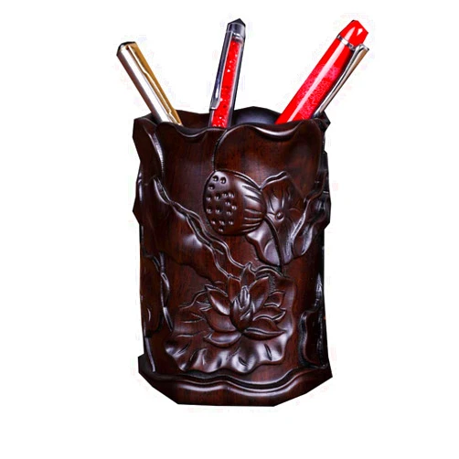 UCYG Natural Wooden Desk Pen Holder Stand Pencil Pot Desk Organizer for Office, Work and School Stationery Supplies (Color : A)