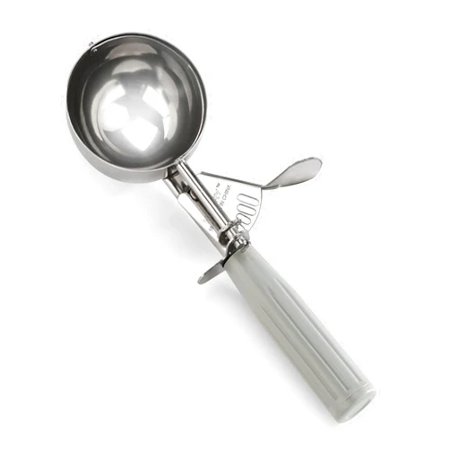New Star Foodservice 34769 Commercial-Grade Thumb Press Food Disher/Ice Cream Scoop, 18/8 Stainless Steel, 4 oz, Size 8, Grey