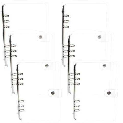 Elsjoy 6 Pack A5 Clear PVC Binder, 6-Ring Soft Notebook Binder Transparent Loose Leaf Binding Covers, Refillable Notebook Round Ring Binder with Snap Button Closure, 9.3