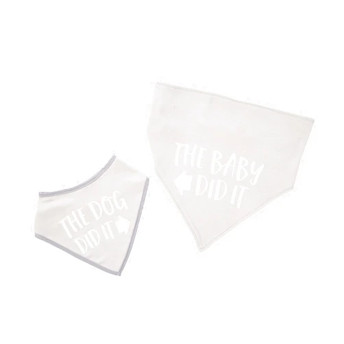 Pearhead Baby and Pet Bib Set, Matching Best Friends Outfits, for Anyone with a Baby and Fur Baby, Gray