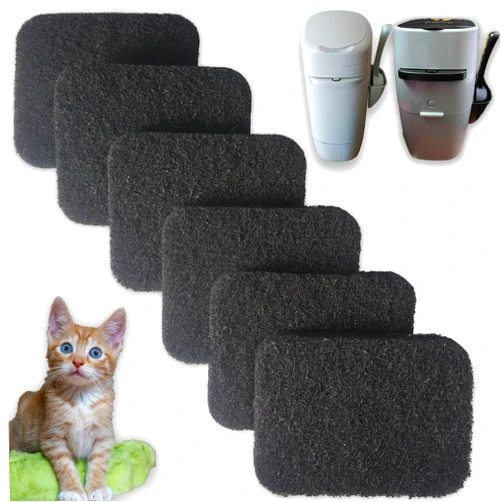 PurifyLogix 6 Pack Charcoal Filters Replacement for Litter Genie Standard Pail, Activated Charcoal Filters Compatible with Litter Genie Cat Litter Box Waste Disposal System for Odor Control (6)