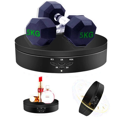 Inovat Motorized Rotating Display Stand, 5.74inch /22LB Load, 360 Degree Electronic Rotating Turntable Display Stand for Video Photography Products Display, Jewelry, Watch, 3D Models, Black
