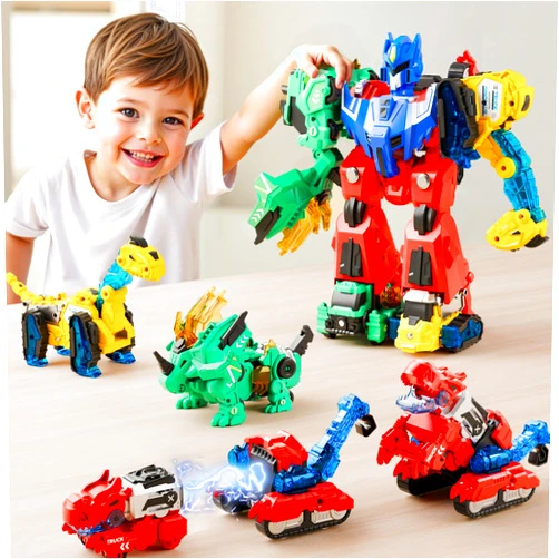 iPlay, iLearn Kids Dinosaur Transforme Robot Toy, Magnetic Construction Trucks Transform into Dinosaurs, Toddler STEM Educational Learning Toy, Cool Birthday Gifts for 3 4 5 6 7 8 Year Old Boy Girl